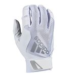 adidas Diamond King 3.0 Leather Batting Glove, White/Silver, Small