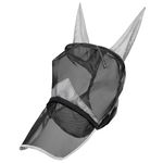 Navaris Medium Horse Mask - Comfortable Polyester Fly Guard Masks for Horses or Donkey - Includes Veil, Integrated Ears, and Removable Horse Nose Net - Grey