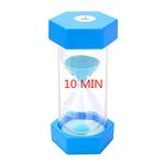 Sand Timer 10 Minute Hourglass: Unbreakable Blue Sand Clock, Large Sand Watch 10 Min, Colorful Plastic Hour Glass Sandglass for Kids, Games, Classroom, Kitchen, Decorative