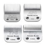 4Pack Dog Grooming Clipper Replacement Blades Compatible with Andis/Wahl/Oster Dog Clippers,Detachable Ceramic Blade & Stainless Steel Blade(#3FC+4FC+5FC+7FC)