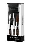 ESCODA Set 3 Watercolor Brushes - Black Travel Set N.16,1/4",12 Round Pointed Dagger Bright Synthetic Hair Versatil Perla Series Canvas Case Professional Handmade in Barcelona.