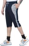 I Bulls, Hosiery Cotton Regular Fit Three Quarters/Three Fourths/Three by Fourth /3/4 / Capri for Men- Casual/Sports Wear with Zip Lock Pockets (X-Large, Navy Blue)