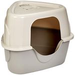 Amazon Basics Triangle Corner Covered Cat Litter Box - 26 x 20 x 23 Inches, Beige