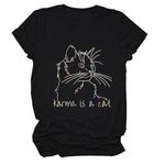 Women Women Karma is a cat T-Shirt, Black, Large