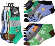 JAMES FIALLO Men's 12-Pairs Performance Low Cut Palette of Solid & Football Patterned Colors Athletic Sport Socks, 2934-T1