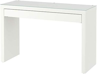 IKEA-Malm-Schminktisch Weiß Weiß mit Glasplatte 120 x 41 x 78 cm
