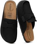 KIDMI Women's Genuine Suede Slip On Clog Mules, Black, Size 41