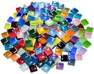 Party BESTBUY 100G Mixed Color Square Mosaic Tiles,Glass Crystal Mosaic Tiles Tiny Mini Assorted Colors Mosaic Pieces for DIY Handmade Craft Bathroom Kitchen Home Decoration,1x1cm