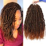 6 Packs Bomb Twist Crochet Hair 14 Inch Spring Twist Crochet Braids Pre-looped Mini Passion Twist Braiding Hair Senegalese Spring Twist Nubian Twist Kinky Curly Synthetic Hair Extensions (T30#)