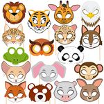 ZYOZIQUE 17 Pcs Jungle Birthday Party Favors Jungle Masks Photo Booth Props for Kids Jungle Masks Props Jungle Theme Party Decorations Favor Supplies