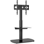 RFIVER TV Floor Stand with 2 Shelves for 32 to 65 inch Flat or Curved Screens, Height Adjustable Cantilever TV Stand with Swivel Bracket