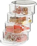 Juvale 4 Tier Stackable Hair Accessories Organizer for Hair Ties, Bows, Clips, Scrunchies, Clear 360° Holder (4.5 x 6.9 In)