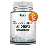 Glucosamine Sulphate 2KCl 1500mg - 365 Tablets - 1 Year Supply - High Strength Glucosamine Tablets - Joint Supplements for Men & Women - Made in The UK - Nu U Nutrition