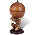 vidaXL Globe Bar Wine Stand - Atlas Design with Old-Fashioned Map Pattern - 42x42x85 cm - MDF & ABS Construction - Brown