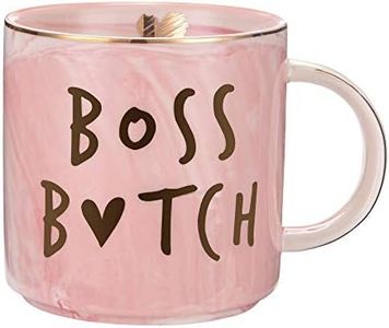 Hendson Boss Lady Mug - Best Gifts for Mom and Boss Women Friend - Funny Birthday Gifts for Boss Babe, Girl Boss, Best Boss, Girlfriend, Wife - Pink Marble Mugs, Ceramic 11.5oz Coffee Cup