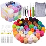 Axmru 118 Pcs Needle Felting Kit Wool Roving 48 Colors Set Needle Felting Starter Kit Needle Felting Tools and Supplies with Storage Box and Instruction for Beginners DIY Craft