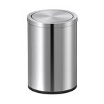 LITTERBIN Stainless Steel Swing Dust Bin with Lid | Garbage Bin, Round Shape Trash Can for Home, Kitchen, Washroom, Offices And Bathroom - Silver (8 X 12 in. -10 Liter)