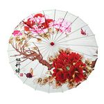 Paper Umbrellas Parasol Silk Cloth Large Peony Painting Patterned Chinese Umbrella Oil Paper Umbrella for Decoration Costume Party Props Fancy Dress Cosplay Photography Dancing 33 Inches