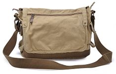 Gootium Canvas Shoulder Bag - Vintage Cross Body Messenger Bag Mens Satchel, Khaki