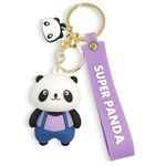 VillageTiger Stylish Panda Rubber Collectable Toy Keychain Keyring for College School Bag Hangings, Cycle Bike Car Key Accessory for Girls and Boys, Birthday Wedding Day Festival Day Gifts for Friends