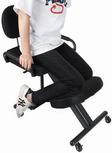 Ergonomic Kneeling Chair with Back Support and Foot Pedals — Adjustable Posture Stool for Back Pain Relief, Rolling Kneeling Chair for Home & Office, Extra Comfort Cushion, Angled Design