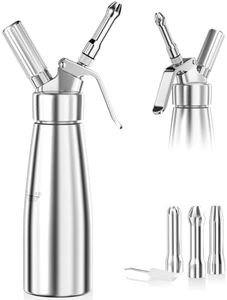 500ml Cream Dispenser, Cream Syphon Aluminium with 3 Stainless Steel Decorative Nozzles and 1 Cleaning Brush, Leak-Proof Cream Siphon for Preparing Whipped Cream, Cream, Mousse and Desserts