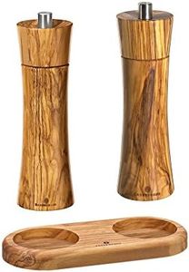 Zassenhaus Salz und Pfeffermühle mit Mühlenuntersetzer Olivenholz