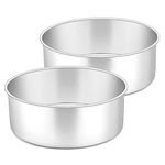 Onader 8 Inch Cake Tin, Stainless Steel Deep Round Cake Pans, Set of 2 Layer Cake Mould for Baking Wedding Birthday Christmas Tall Cakes, Heavy Duty & No Leakage, Mirror Finished & Dishwasher Safe