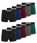 Boxers for Men Underwear 10 Pack Comfortable No Itchy Labels, Soft Cotton Underpants with Elastic Waistband (Black, Blue, Red, Grey, Green, XL)