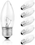 40W Incandescent Torpedo Tip Chandelier with Crystal Clear Incandescent Light Bulbs Tip Light Bulb and Medium E26 Candelabra Base (6 Pack) (6)