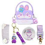 FunBlast Bunny Sling Bag with Key Ring, Comb & Mirror – Hand Bag, Purse, Kawaii Bag for Girls, Fancy Bag for Girls, Stylish Cross Body Bag with Adjustable Strap & Handle, Korean Bag for Girls (Purple)