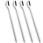 Long Handle Spoon, Coffee Stirrers, 8-Inch Iced Teaspoon,Ice Cream Spoon,Premium 18/10 Stainless Steel Mixing Stirring Spoons for Milks Tea Cocktail Milkshake Cold Drink Ice Coffee, Set of 4