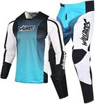 Willbros Motocross Jersey Pant Combo Men Women Motorcycle MX Gear Set Cycling Offroad Dirt Bike Adult Riding BMX ATV White Blue (Jersey XXL Pants 38)