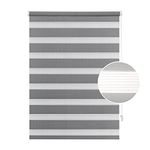 XIYE Double Roller Blind, Zebra Roller Blinds, Internal Roller Blinds, Without Drilling Roller Blinds with Side Clamp Klemmfix, for Windows Doors (35 x 230 cm Stoffbreite 32), Grey)