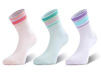 ANCHOR Women's Cotton Ankle Length Sports Socks (Lavender, Sky-Blue, Baby Pink , Pack of 3)