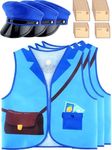 Puteraya 3 Sets Kids Mailman Costume Mail Carrier Vest Postman Hat and Envelope Postman Dress Up for Birthday Career Day