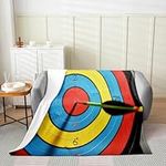 Colorful Archery Target Bed Blanket,Watercolor Circles Painted Print Flannel Blanket for Room Decor,Arrow Fleece Blanket for Kids Adults Sofa Dorm Decor,Throw 50"x60"