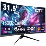 KTC 32 Inch Curved Gaming Monitor, FHD 1080P 165Hz PC Monitor, 1500R, 122% sRGB with HDR, FreeSync Premium, HDMI 2.0x2, DisplayPort 1.4, VESA Compatible, Tilt Adjustable, Eye Care, H32S17C