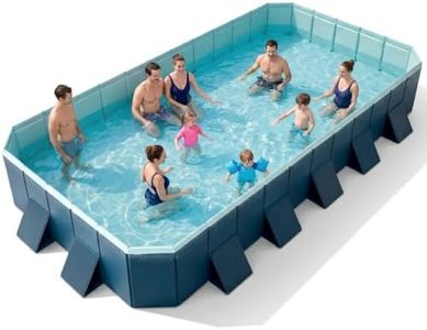 Nuwani 13ft Non-Inflatable Foldable Pool, Reinforced Panel Support, 4-Layer Anti-Scratch Material, Heavy Duty Rectangular Pool for Family Kids Pets Backyard Slide Compatible Use