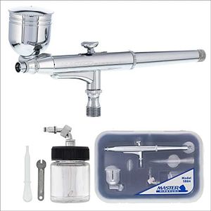 Master Airbrush Model SB84 Multi-Purpose Dual-Action Side Bowl Feed Airbrush Kit, 0.3mm Tip, Screw on Gravity Cup and Siphon Suction Feed Fluid Bottle - Versatile Set - Spray Auto, Art, Cake, Hobby