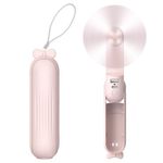 AlohaAir Handheld Fan, Portable Small Fan, Mini Hand Held Fan with USB Rechargeable, Eyelash Fan for Girls, Gifts for Women, Foldable Desk fan for Travel/Summer/Concerts/Lash, (Pink)