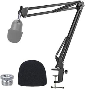 YOUSHARES Microphone Boom Arm with Pop Filter - Mic Stand with Foam Cover Windscreen Compatible with Razer Seiren Mini Streaming Microphone