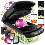 Vegetable Chopper Vegetable Cutter - Veggie Onion Salad Food Chopper Manual - Potato Chipper - Veg Chopper and Dicer - Kitchen Tools & Gadgets (4-in-1 Black)
