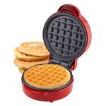 Sensio Home Mini Waffle Maker Machine Red | Non Stick Coating | Recipes Included | Fun Snack Maker | Compact Size | Indicator Light | Cool Touch 550W