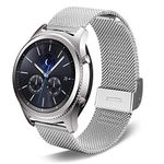 SPINYE Band Compatible for Galaxy Watch 46mm, 22mm Stainless Steel Metal Mesh Strap for Samsung Gear Frontier/Classic/Moto 360 2nd Gen 46mm Women Men, if Applicable (Silver)