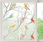 Wisomhome Window Films for Privacy - Static Cling UV Blocking, Removable Opaque Window Stickers for Home Office, Non-Adhesive Vinyl Window Coverings(Bird, 17.5" X 78.7" (44.5 X 200cm))