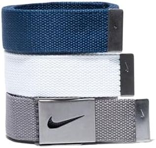 Nike Men's 3 Pack Golf Web Belt, White/Gray/Navy, One Size