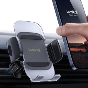 Lamicall Car Phone Holder Vent- Upgraded-2nd Generation Cell Phone Mount Cradle [Thick Cases Friendly] Hands Free Phone Stand for Car Phone Mount Fit iPhone 16 15 14 13 12 Pro Max Plus Smartphone