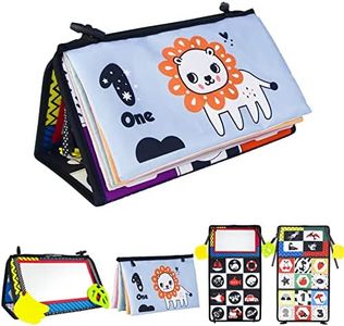 Hapavis Baby Tummy Time Toys Cloth Books with Mirror Teethers Black and White High Contrast Early Educational Toy Number Series