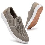 TIOSEBON Men's Mesh Slip on Walking Shoes-Comfortable Work Drving Tennis Loafer Sneaker Khaki 8 US